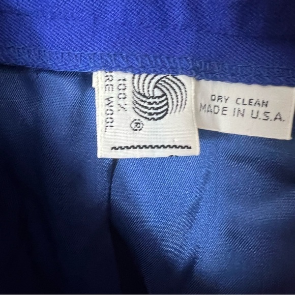 Vintage Christian Dior Blue Pleated Wool Pants - Picture 3 of 11